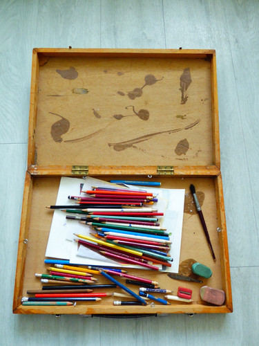 Vintage wooden artists case - vintage,