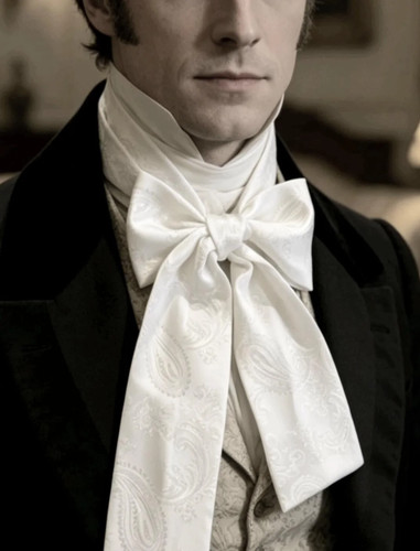 White silky paisley cravat bow - cravat,