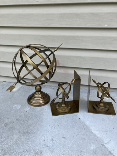 Brass tone armillary sundial - tone,