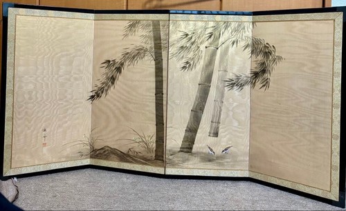 Japanese folding screen - japanese, bamboo