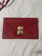 Marc B. Red Leather Crossbody/Clutch Bag with Gold-Tone Lock