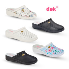 Ladies Clogs Dek Slip On Nurse Hospital Comfort Mules Anti Shock Leather Footbed