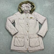 Barbour Jacket Womens Medium Pink Quilted Hunting Field Country Hood Coat Ladies