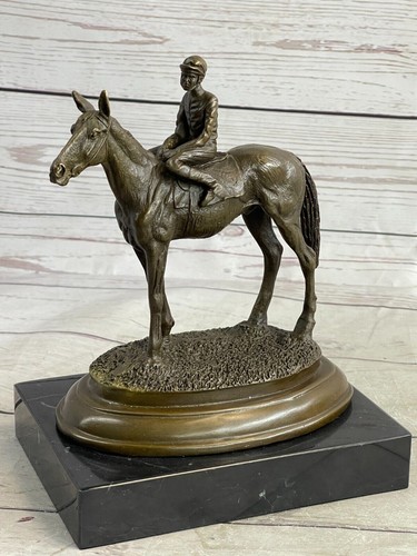Jockey riding horse - horse, bronze