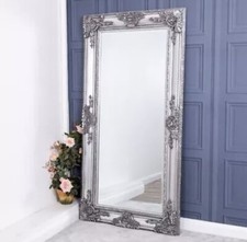 Large Silver Heavily Ornate Mirror 200cm x 100cm Wall Mountable 