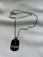 Dolce and Gabbana D&G Jewels logo dog tag necklace 00’s silver/black