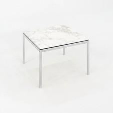 2010s Florence Knoll End Table with Polished Arabescato Marble Top 23x23x17