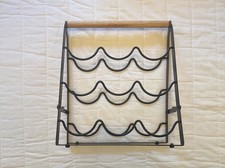 SimplyWire 9-Bottle Free Standing Wine Rack - Black Metal and Wood