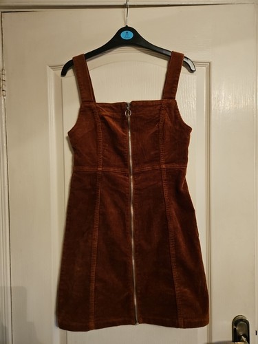 Brown cord dress with full - brown,
