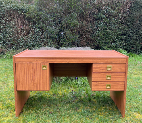 Mid century teak effect desk - effect,