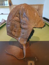 Antique WWI era Flying Helmet brown leather & rabbit fur Aviator cap Pilot hat