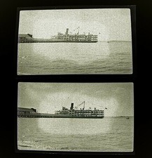 2- Antique Amateur Medium Format B&W Film Negatives Old Ferry Boat Ship