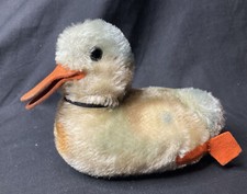 VINTAGE USED STEIFF DUCK MALLARD DUCKLING PLUSH BUTTON RETRO SOFT TOY 18cm 8”