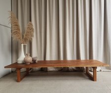 Vtg Mid Century Danish Pine Slatted Bench Seat Coffee Table Scandi Retro R477