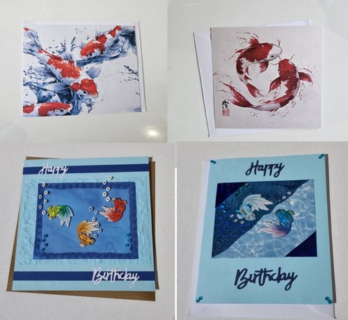 Handmade card goldfish - card,,