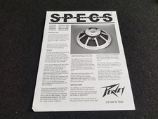 Instructions Peavey 18" Black Widow Speaker Thiele-Small Parameters Design Notes