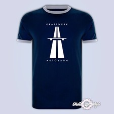 KRAFTWERK Tribute  AUTOBAHN RETRO TECHNO Mens T-shirt Ringer Navy