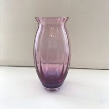 Caithness Attractive Pink / Blue Art Glass Vase Ribbed 8" high Good Condition