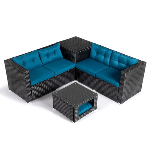 Rattan garden furniture set - garden,