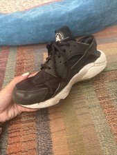Nike Black Huraches Trainers Size 3 Uk White Sole, Ok Condition