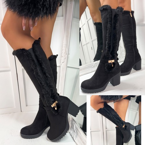Women black knee high - black,