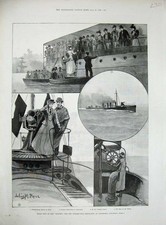 Original Old Antique Print 1894 Hornet Torpedo-Boat Destroyer Gravesend Ship