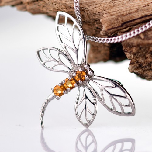 Natural citrine dragonfly - natural,
