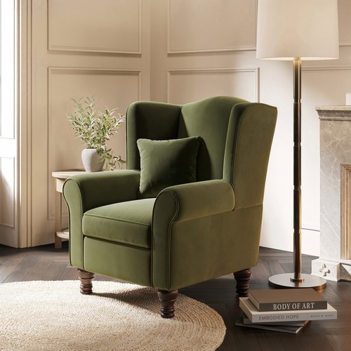 Olive green velvet wingback - olive,