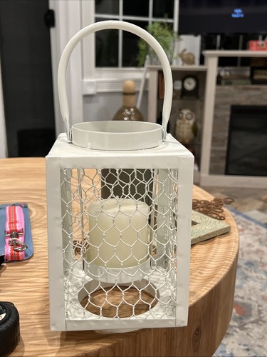 Large ivory candle lantern - candle,