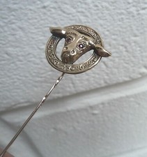 SUPERB 9ct Gold & Garnet Stickpin / Brooch c.1920/30  -  Buffalo  Buffs  RAOB