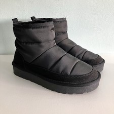 Primark Black Faux Fur Lined Quilted Padded Ankle Boots Size 5