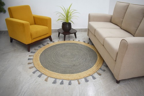 Rug round jute carpet braided - round,