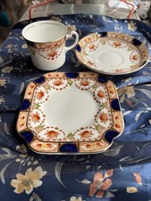 Colclough Vintage Fine Bone China Tea Set Trio Made In England Floral Design