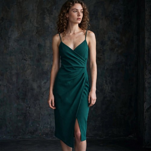 Emerald green ruched - green, wrap