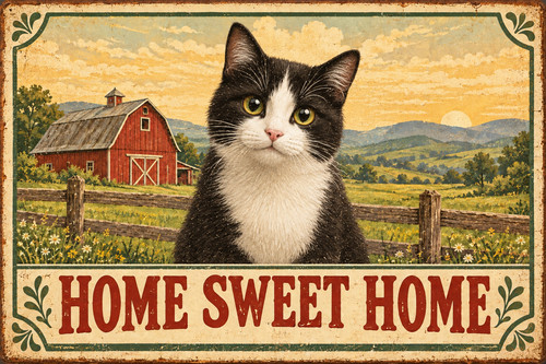 Black cat home - black,