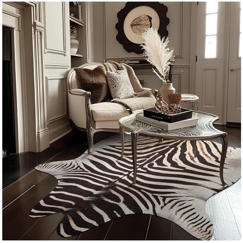Zebra print area rug faux - area, rug,