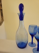 Art deco blue etched - art, grape
