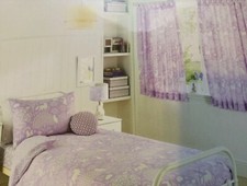 CURTAINS TAB TOP LINED LILAC WHITE WOODLAND ANIMALS CHILD GIRLS BEDROOM 66”x54"