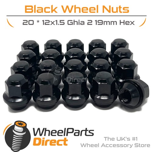 Wheel nuts 12x1 black - (20), 12x1.5