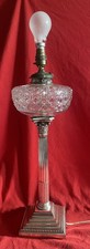 ANTIQUE HINKS & SONS CONVERTED SILVER PLATED CORINTHIUM COLUMN LAMP VGC