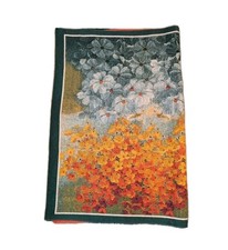 Poppies Flowers Table Runner Cashmere Viscose Fringe 180x65 Cm P.R.C Vintage CH8