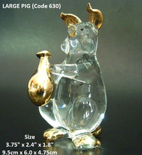 LARGE Glass PIG PIGLET Curio