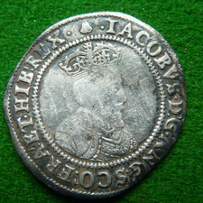 JAMES I IRISH SHILLING - mm BELL - DECENT GRADE