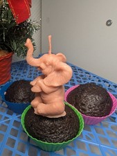 Pillar Decor Homemade Pink Birthday Cake Candle Lucky Happy Elephant 