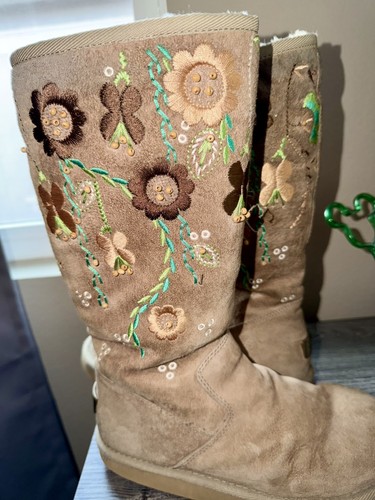 Vintage ugg flowered suede zip - vintage,