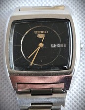 Vintage Seiko 5 6319-5020 TV Style Automatic Gents Watch 21j Black Dial GW Cond