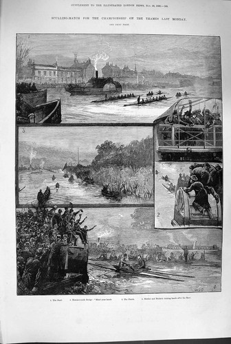 Original old antique print - old,