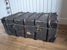 Vintage steamer luggage trunk - luggage,