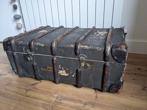 Vintage steamer luggage trunk - steamer,