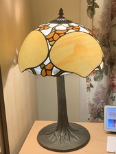 Vintage Tiffany Style Glass Lead Lamp large Cream orange 